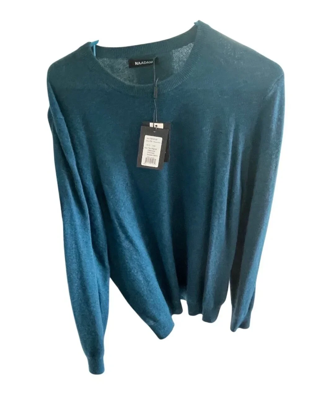Naadam Mens Peacock Blue Cashmere Crewneck Sweater L New With Tags